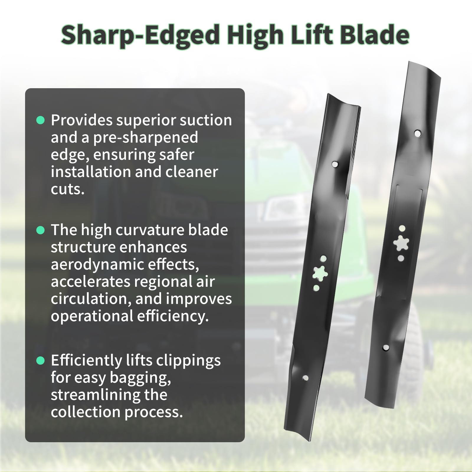 Fourtry 586859604 mower blade side view showing Husqvarna compatibility