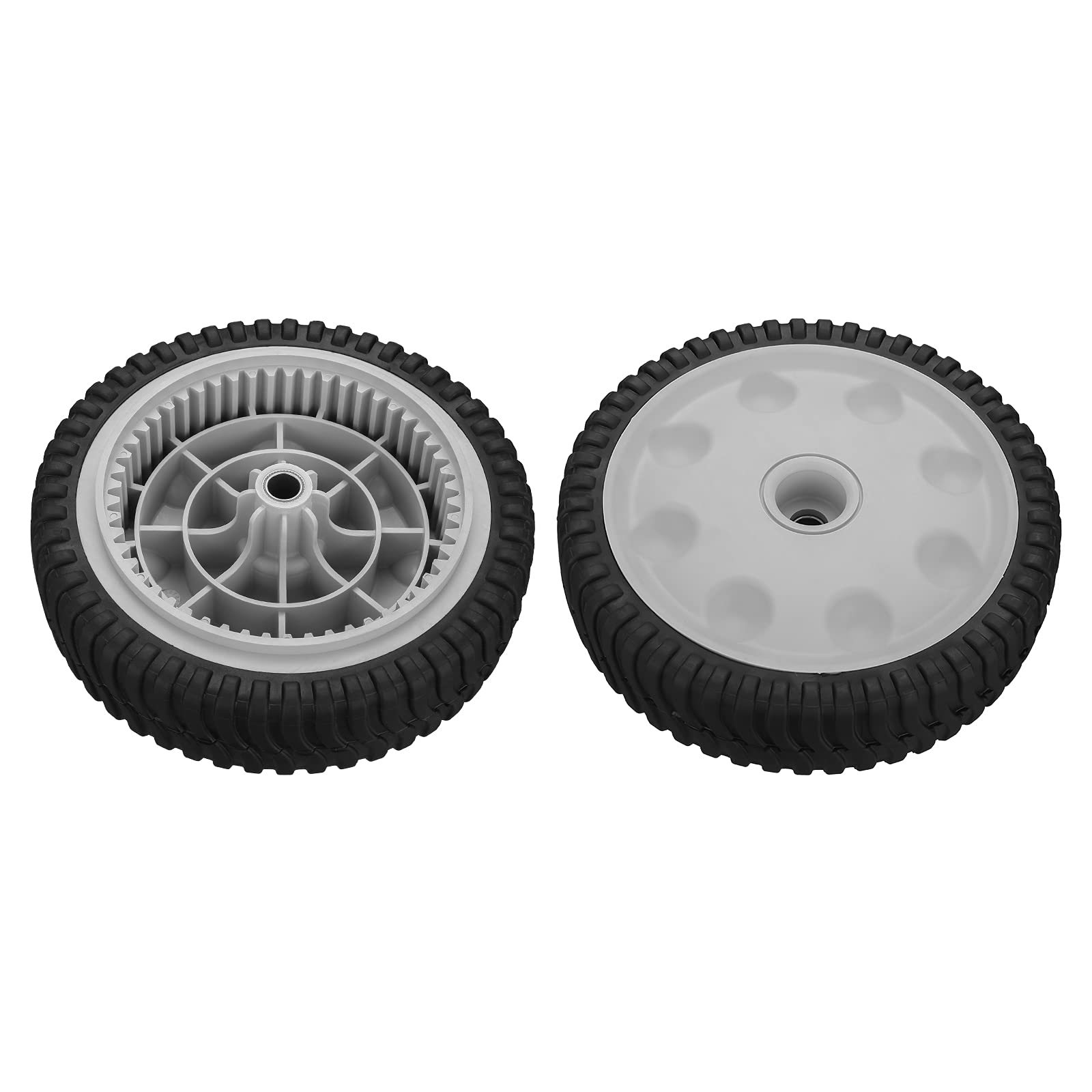 Grey drive tires from Fourtry ready for immediate installation.