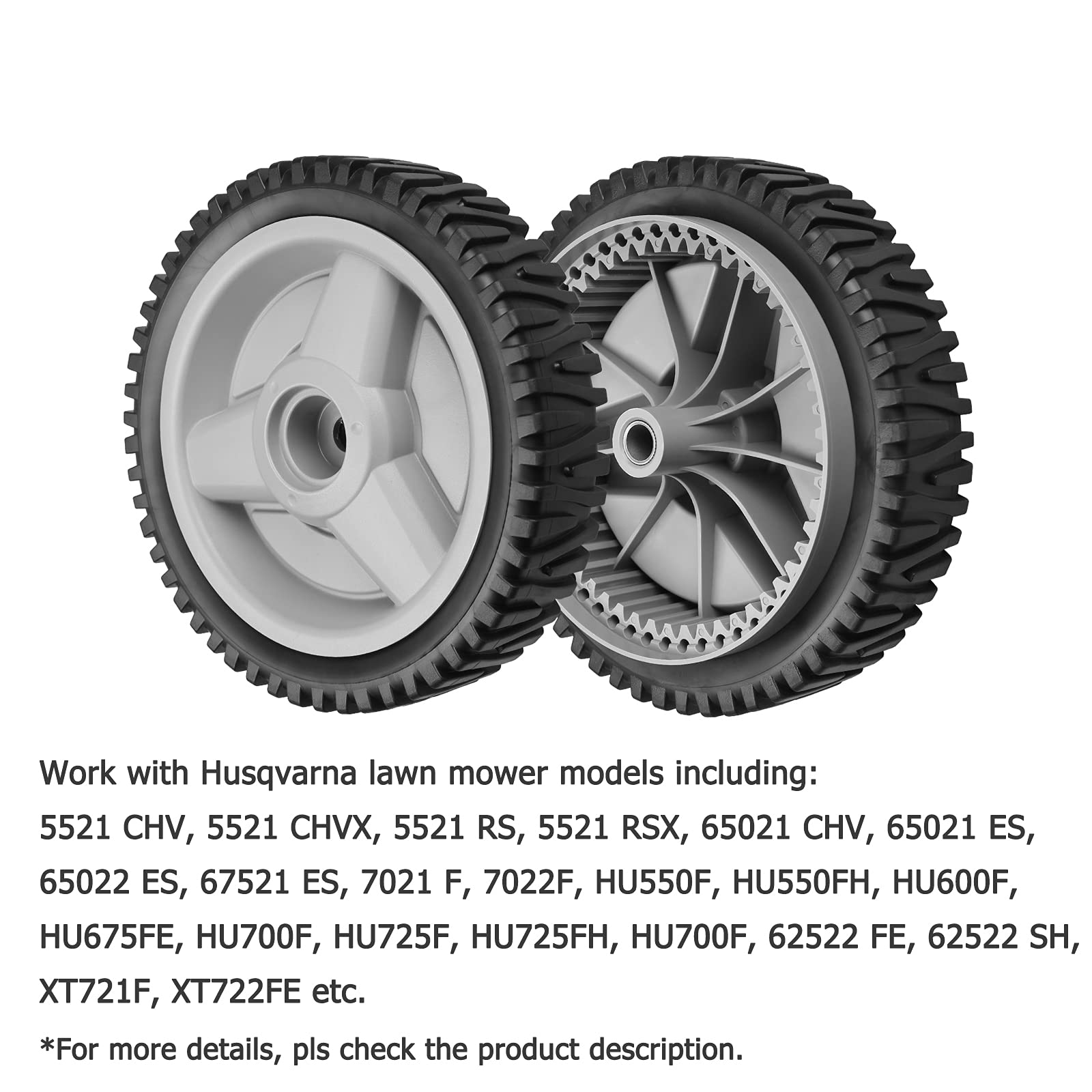Fourtry front-wheel close-up reveals robust construction for reliable mowing