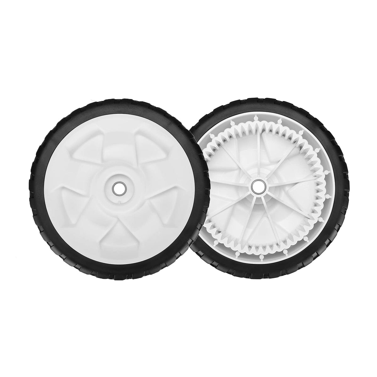Fourtry front wheel with 53 teeth delivers traction on slick grass.