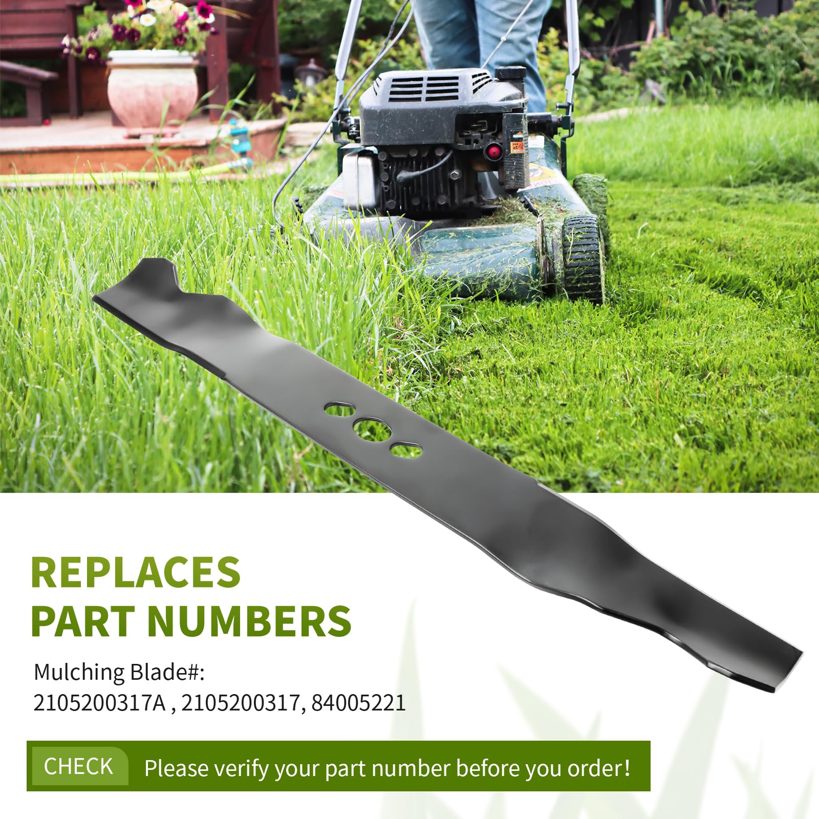 Fourtry blade compatible with Hyper Tough and Murray mowers for quick replacement.
