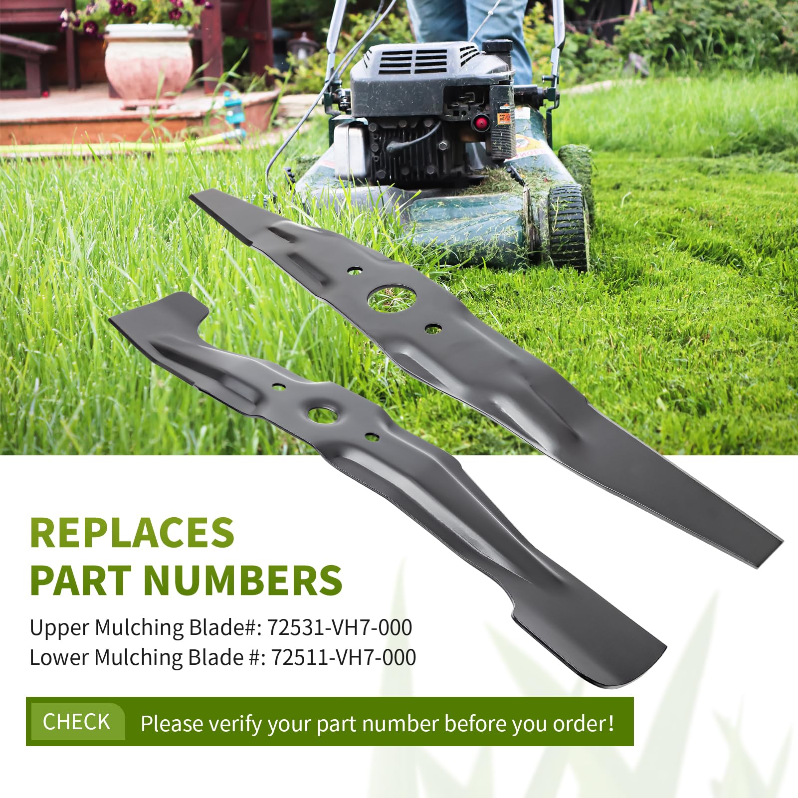 Fourtry lower blade 72511-VH7-000 closeup enabling balanced mowing