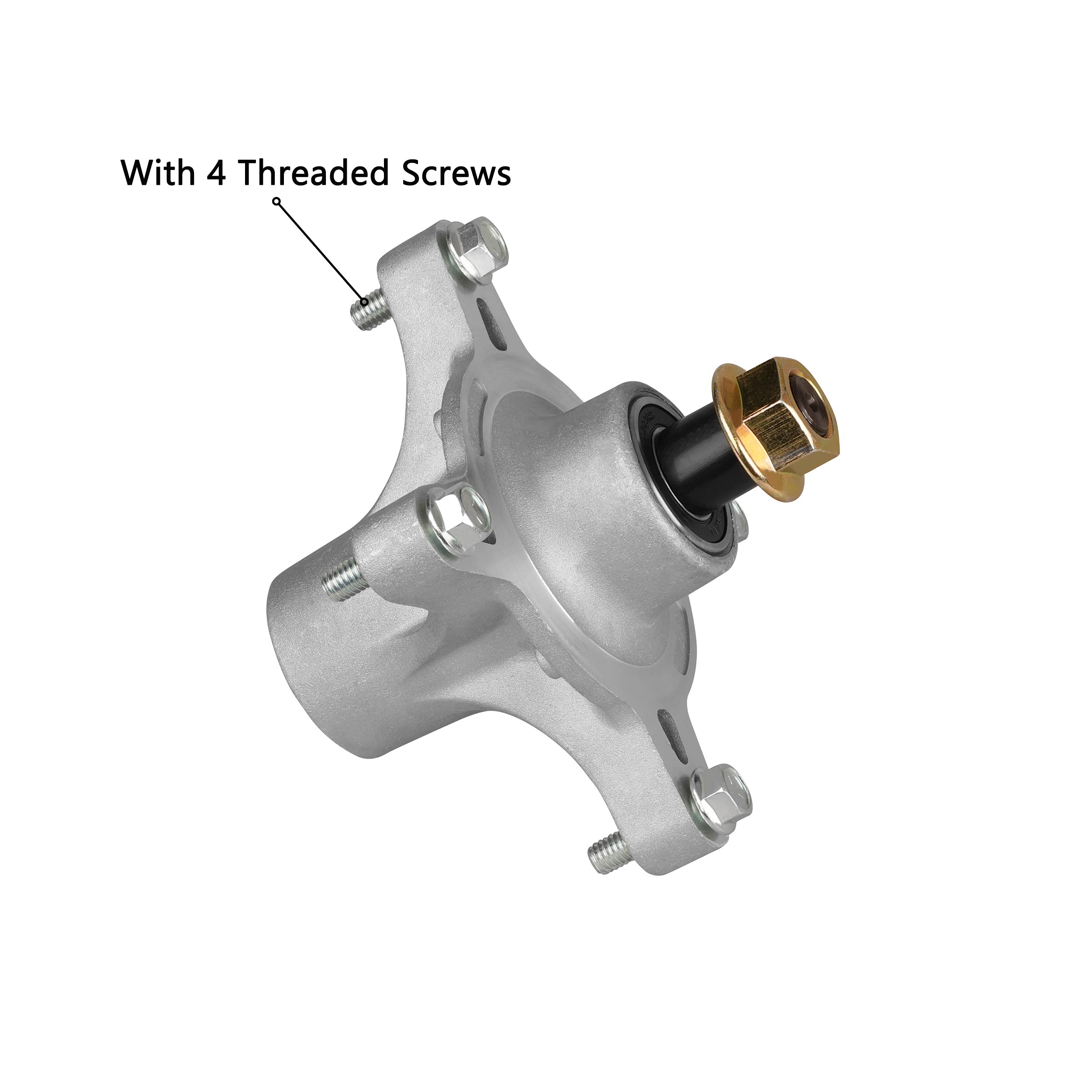 Pre-greased bearing spindle ready for immediate use on zero-turn mowers.
