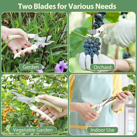 FOVCENT two-style handheld clippers adapt to various plants like shrubs and bonsai