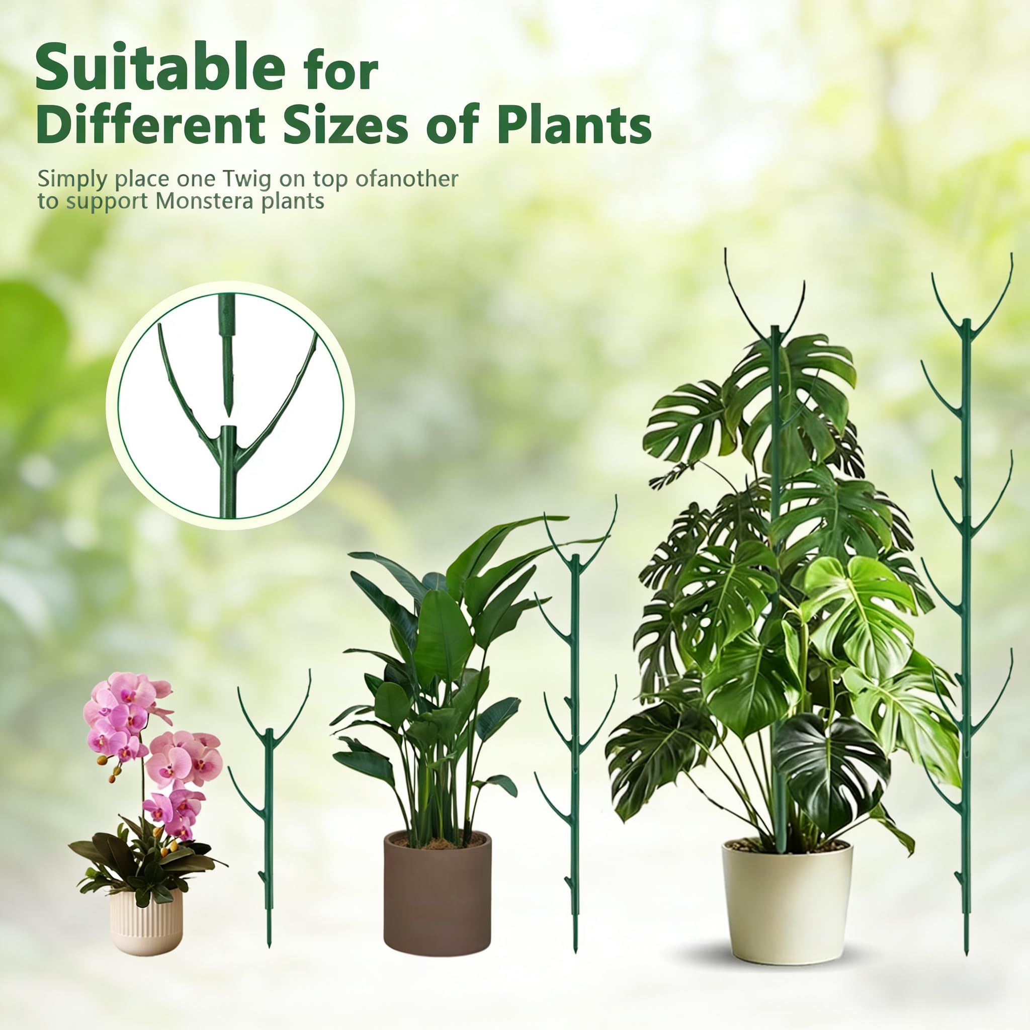 FOVGOTAN monstera stake with branch-like design blends with foliage.