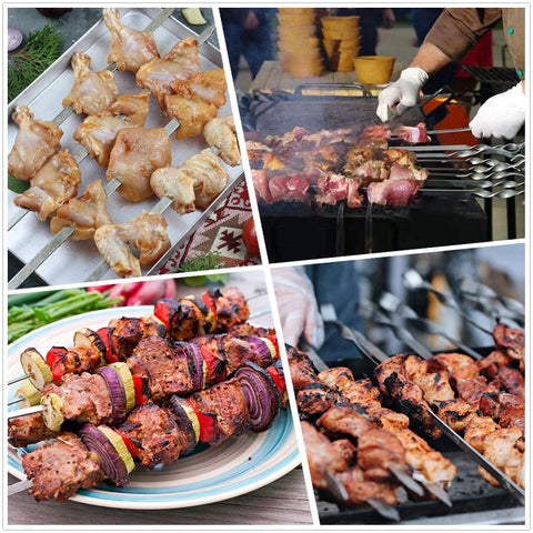 FOWUTAS 12-pack kebab skewers ideal for meat, shrimp, vegetables and fruit