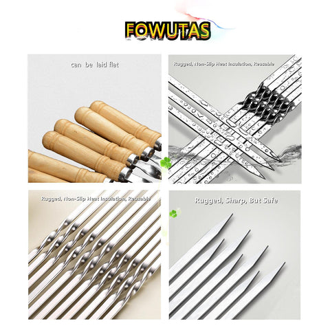 FOWUTAS v-shaped end kabob skewers ease piercing and stable turning