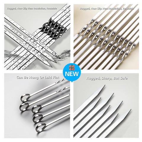 FOWUTAS wide 0.39-inch skewers preventing food from slipping off