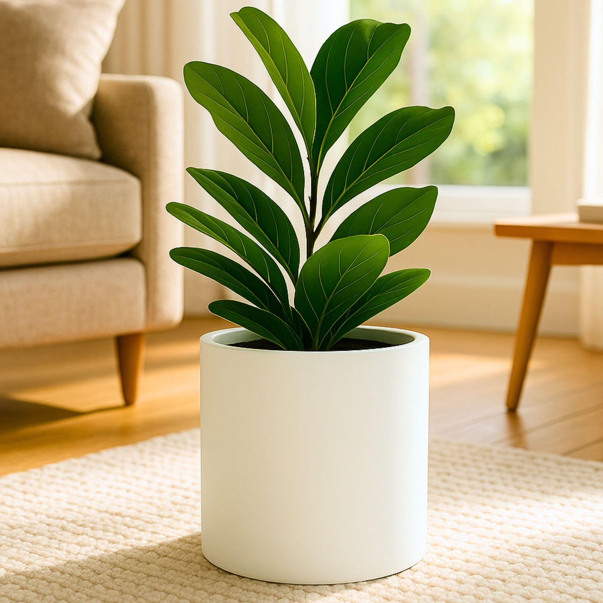 Fox & Fern Fiberstone pot top view, durable indoor outdoor styling.