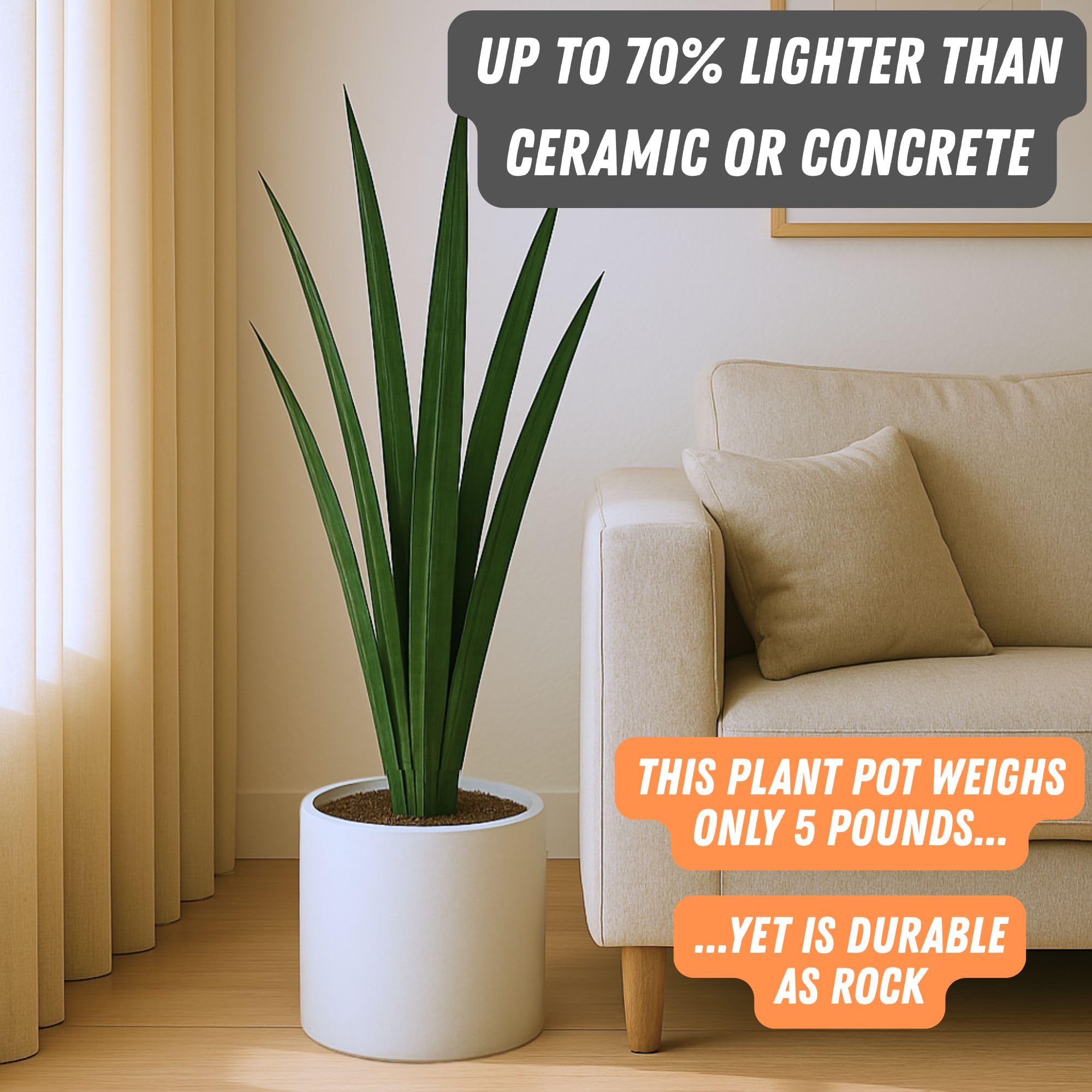 Fox & Fern pot feels lightweight yet sturdy for easy repositioning.