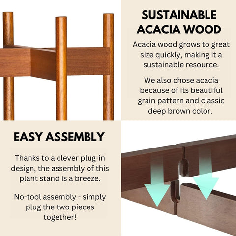 Easy no-tools assembly of Fox and Fern plant stand with plug-in legs
