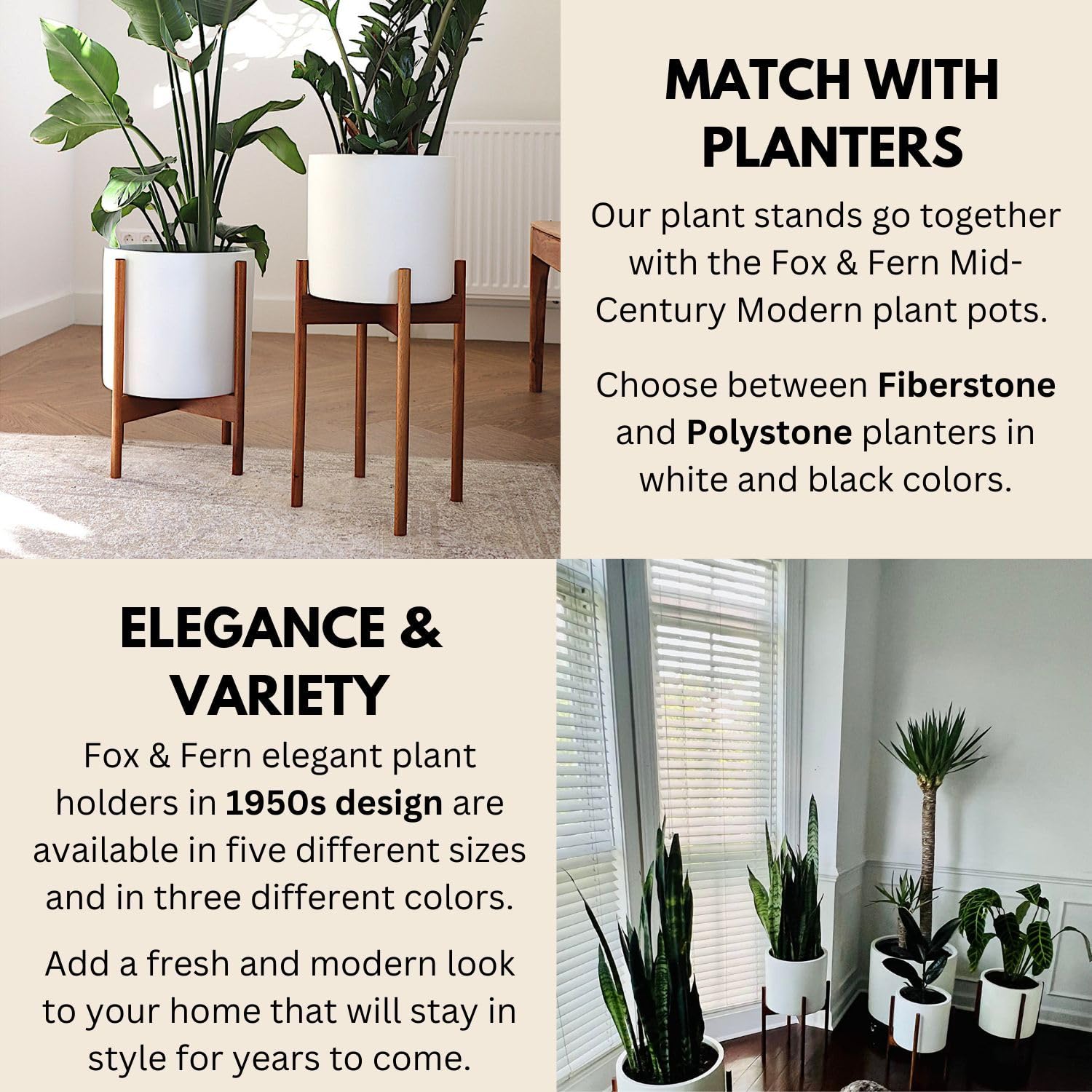 Fox and Fern tall plant stand placed in a bright indoor corner