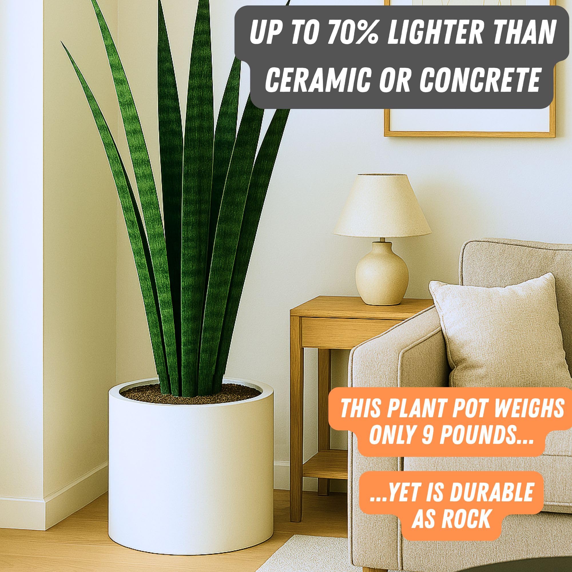 Fox & Fern 15-inch planter in indoor living space demonstrates balanced size.