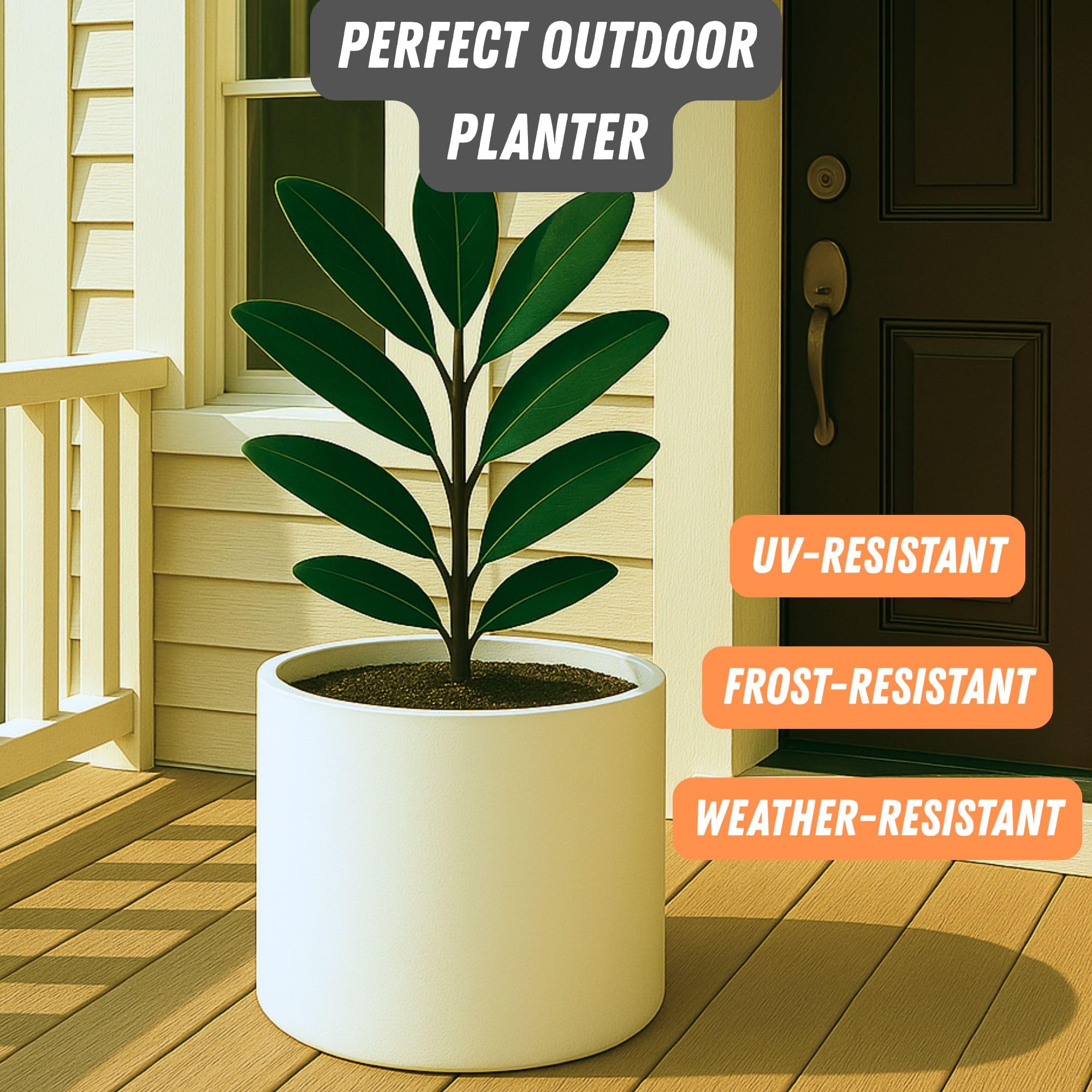 Fox & Fern matte white planter paired with mid-century stands.