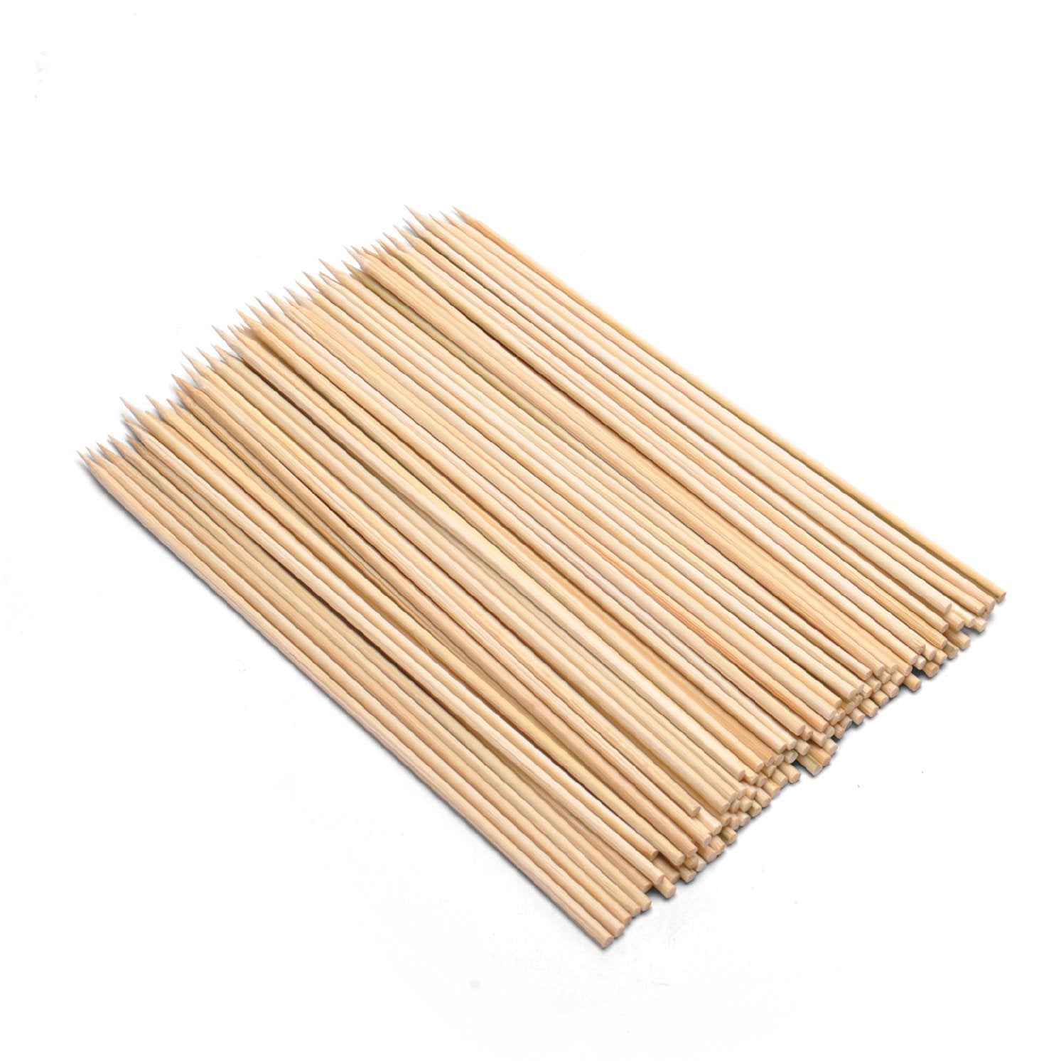 Fox Run bamboo skewers, 10-inch with flat end, ideal for sturdy kebabs.