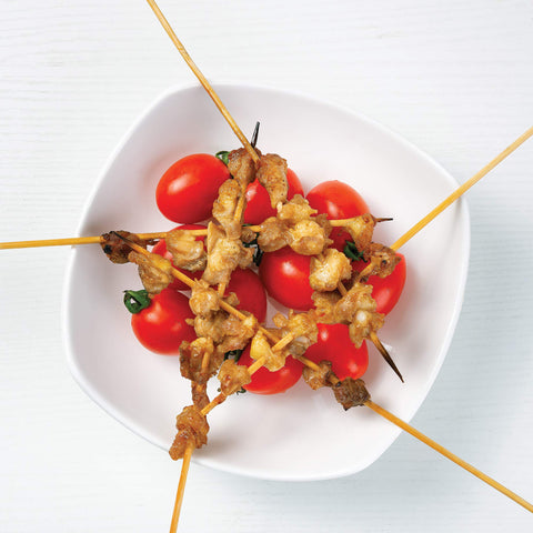 Fox Run bamboo skewers with a pointed end for easy piercing and quick grilling.