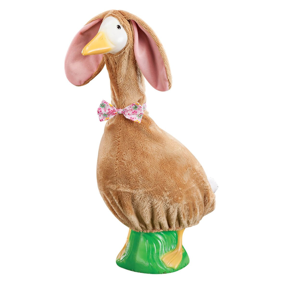 Fox Valley Traders Gaggleville brown bunny goose outfit on 23-inch statue, festive Easter decor