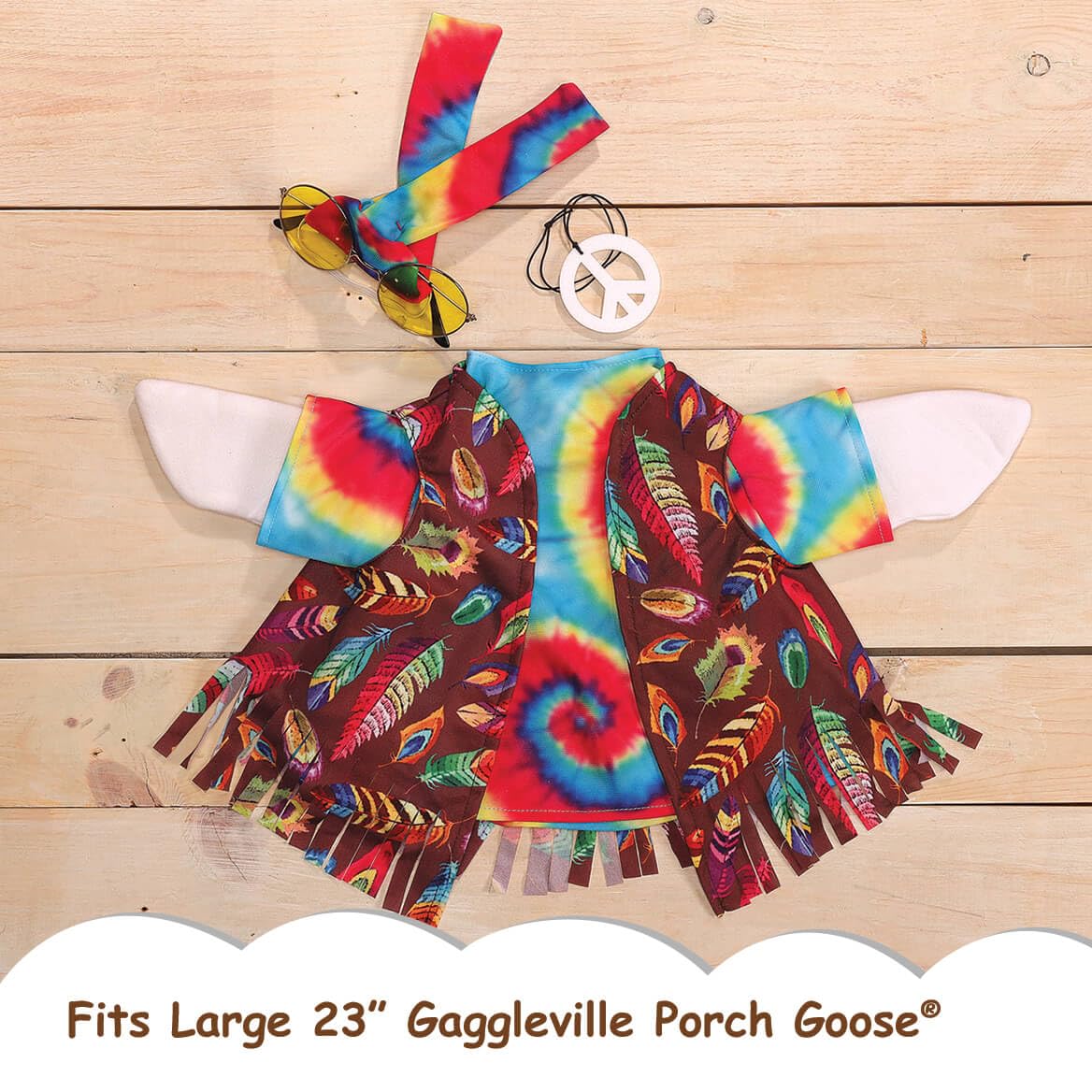 Fox Valley Traders Gaggleville Hippie Goose Outfit back view shows fringe vest look