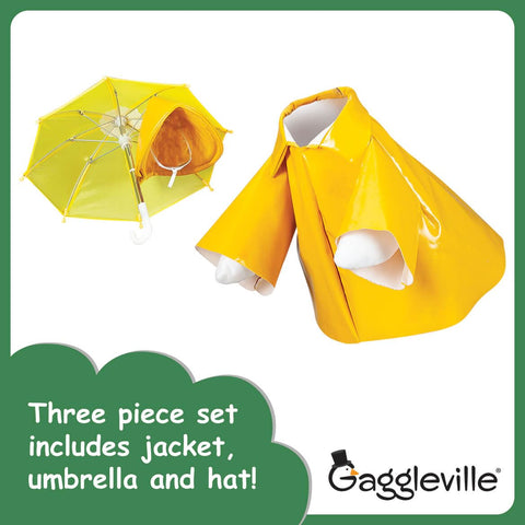 Fox Valley Traders Gaggleville umbrella function completes the playful raincoat ensemble.