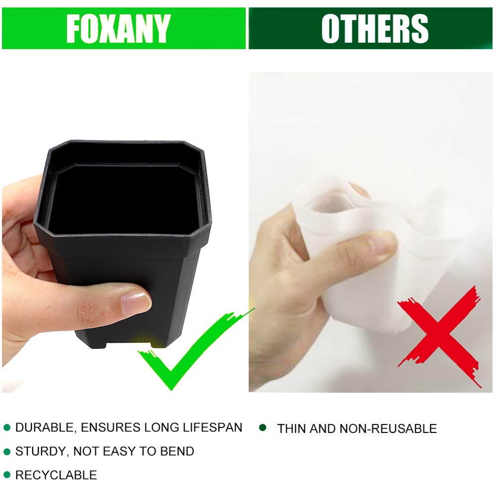 foxany black nursery pots on a desk, minimalist indoor display