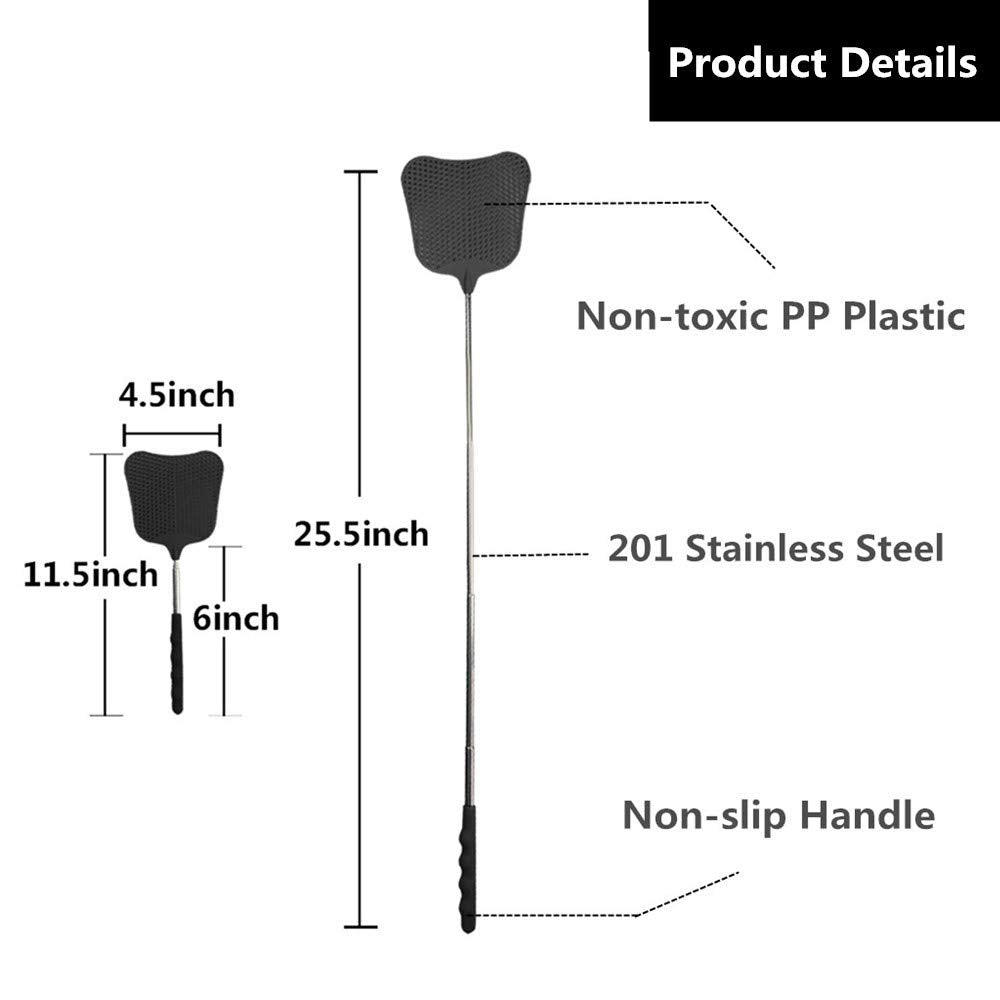 Foxany extendable pole provides long reach for safe, effective swatting.