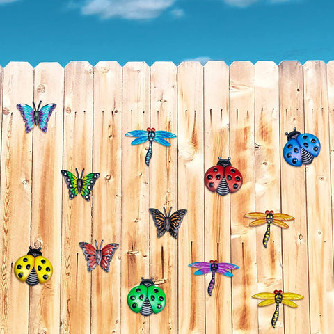 Foxany orange dragonfly metal wall decor enlivens fences and trees