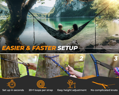 Foxelli XL Hammock Straps extended-length shows reach to distant anchors for flexible placement.