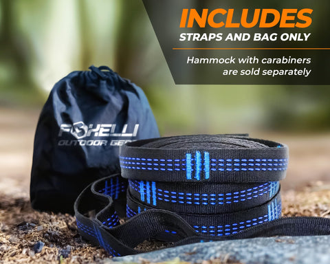 Foxelli XL Hammock Straps tree-friendly design protects trees and supports versatile anchors.