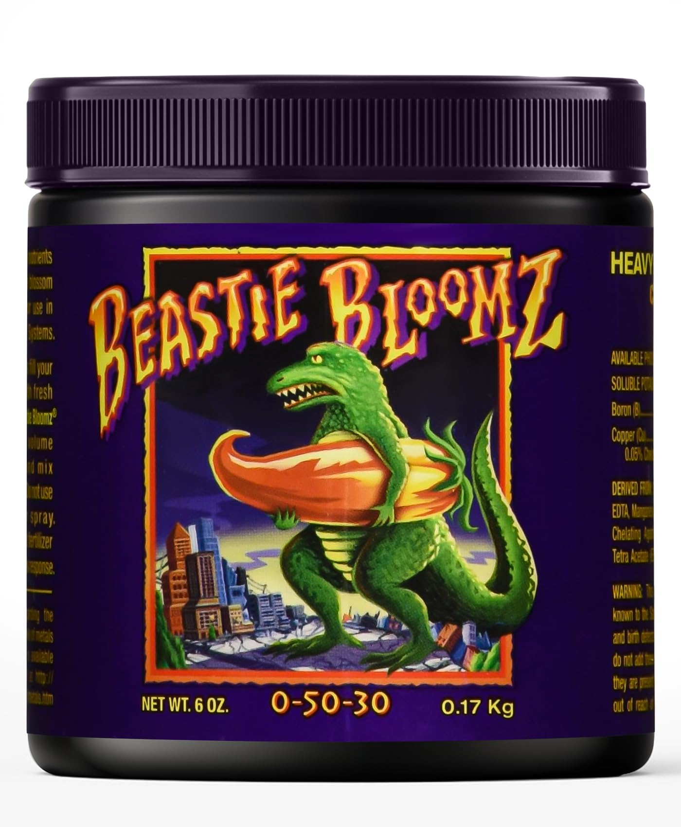 FoxFarm Beastie Bloomz bottle poised for feed to boost mid-flower development.