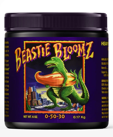 FoxFarm Beastie Bloomz bottle poised for feed to boost mid-flower development.