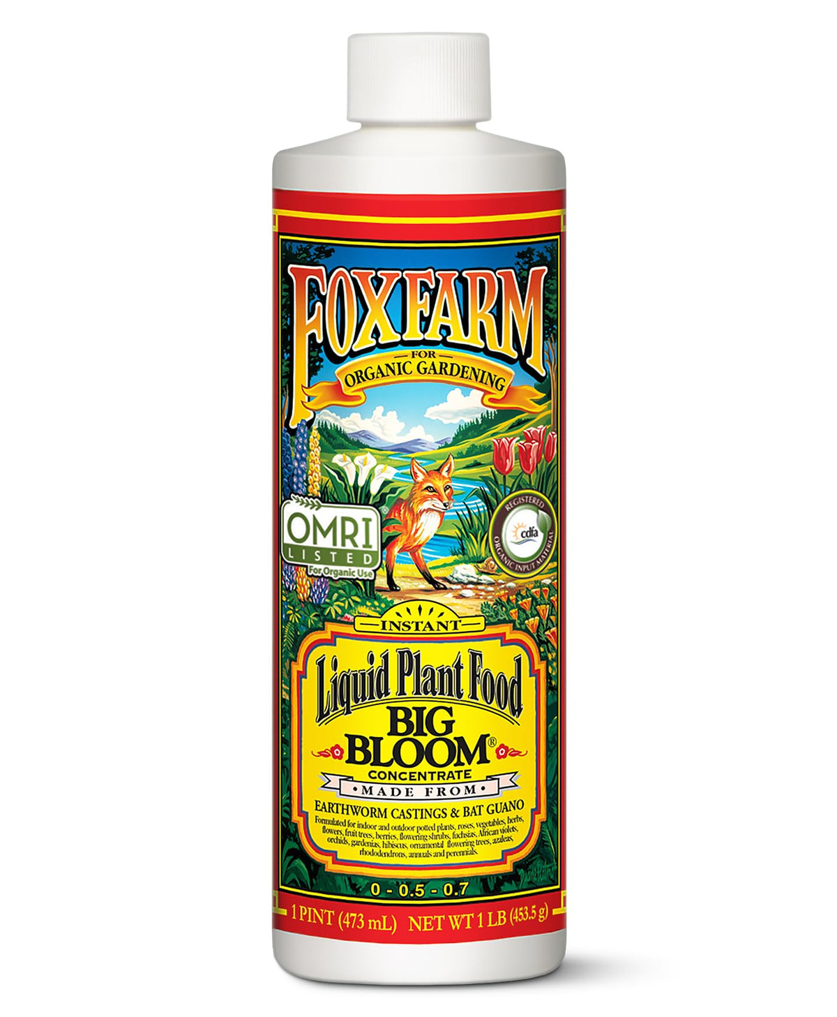 FoxFarm Big Bloom bottle pouring to support vibrant blooms