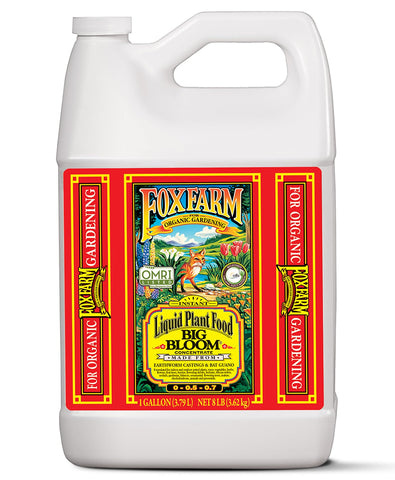 FoxFarm Big Bloom bottle pour enables easy dilution for lush blooms.