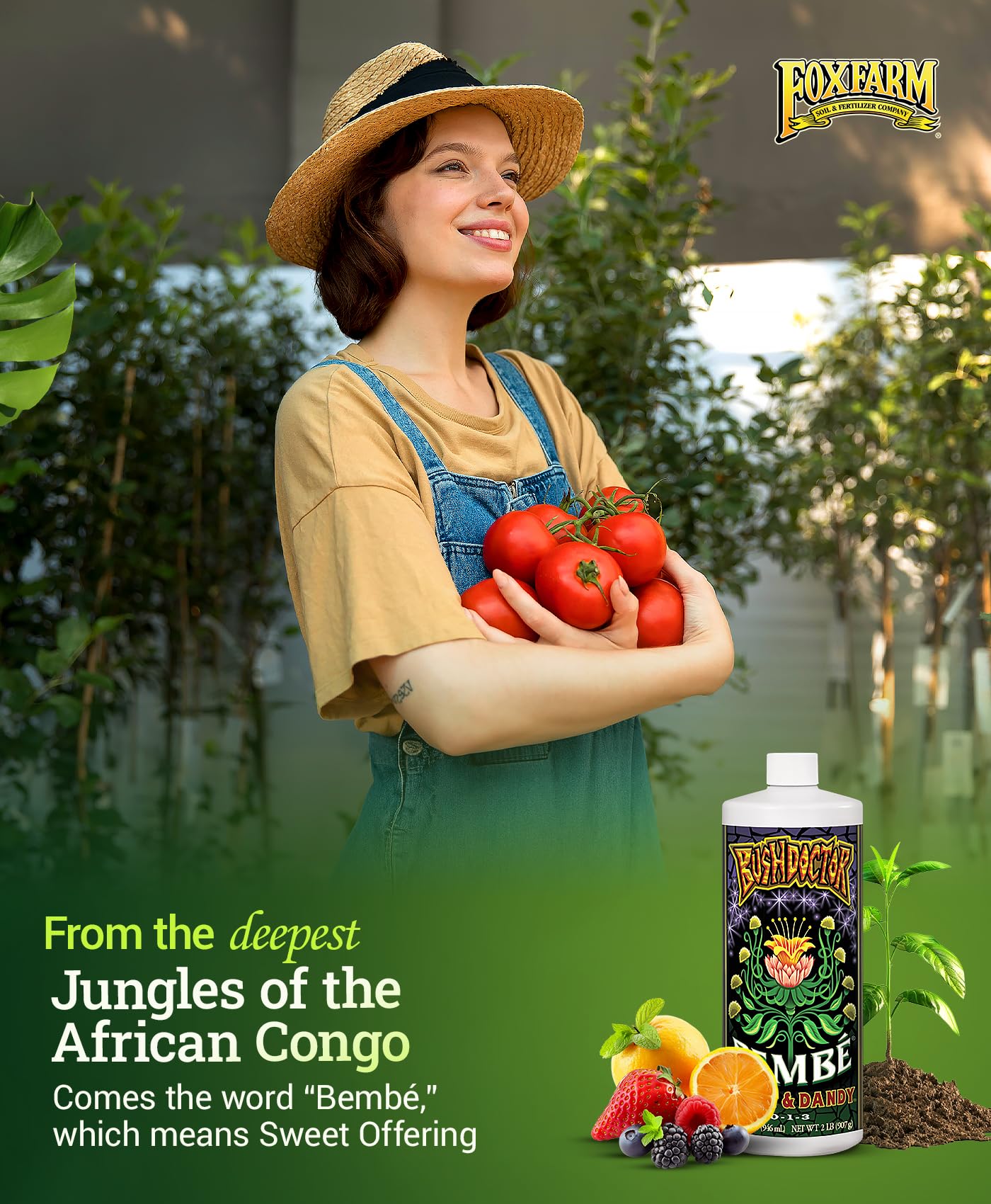 Garden scene suggesting sweeter harvest with FoxFarm Bush Doctor Bembé Sweet & Dandy.