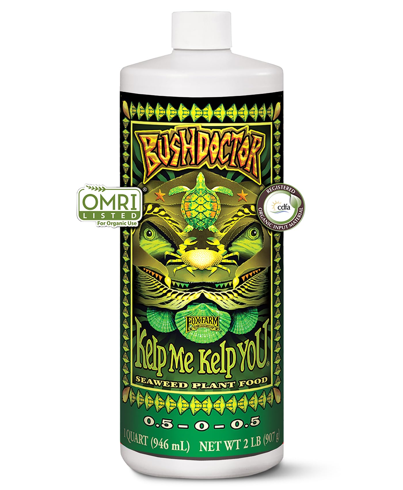 FoxFarm Bush Doctor Kelp Me Kelp You bottle pour for quick nutrient uptake.