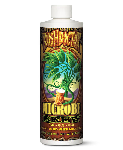 FoxFarm Bush Doctor Microbe Brew bottle promotes root health and nutrient uptake.