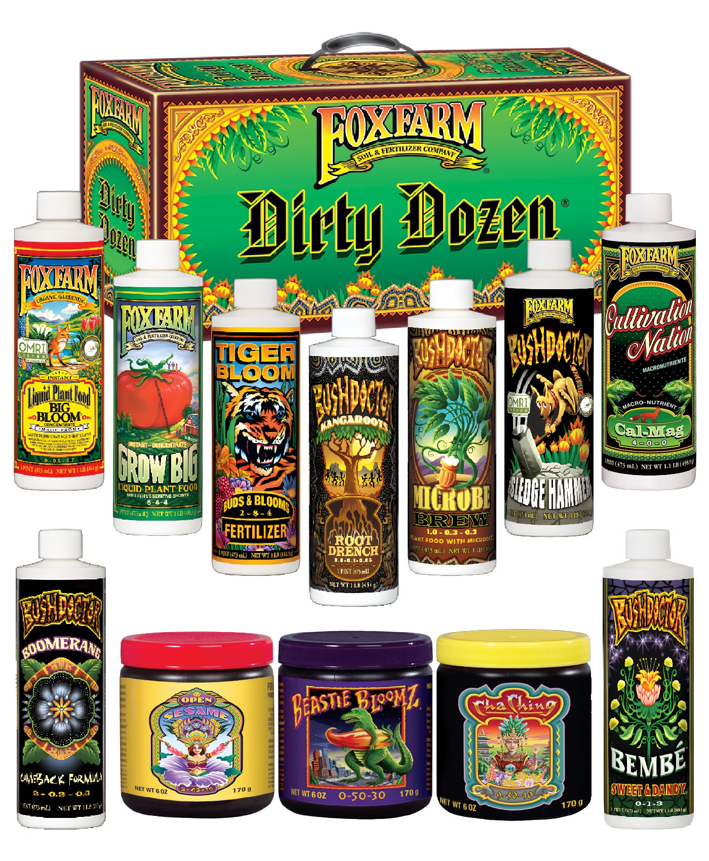 FoxFarm Dirty Dozen solubles pack ready for rapid feeding.