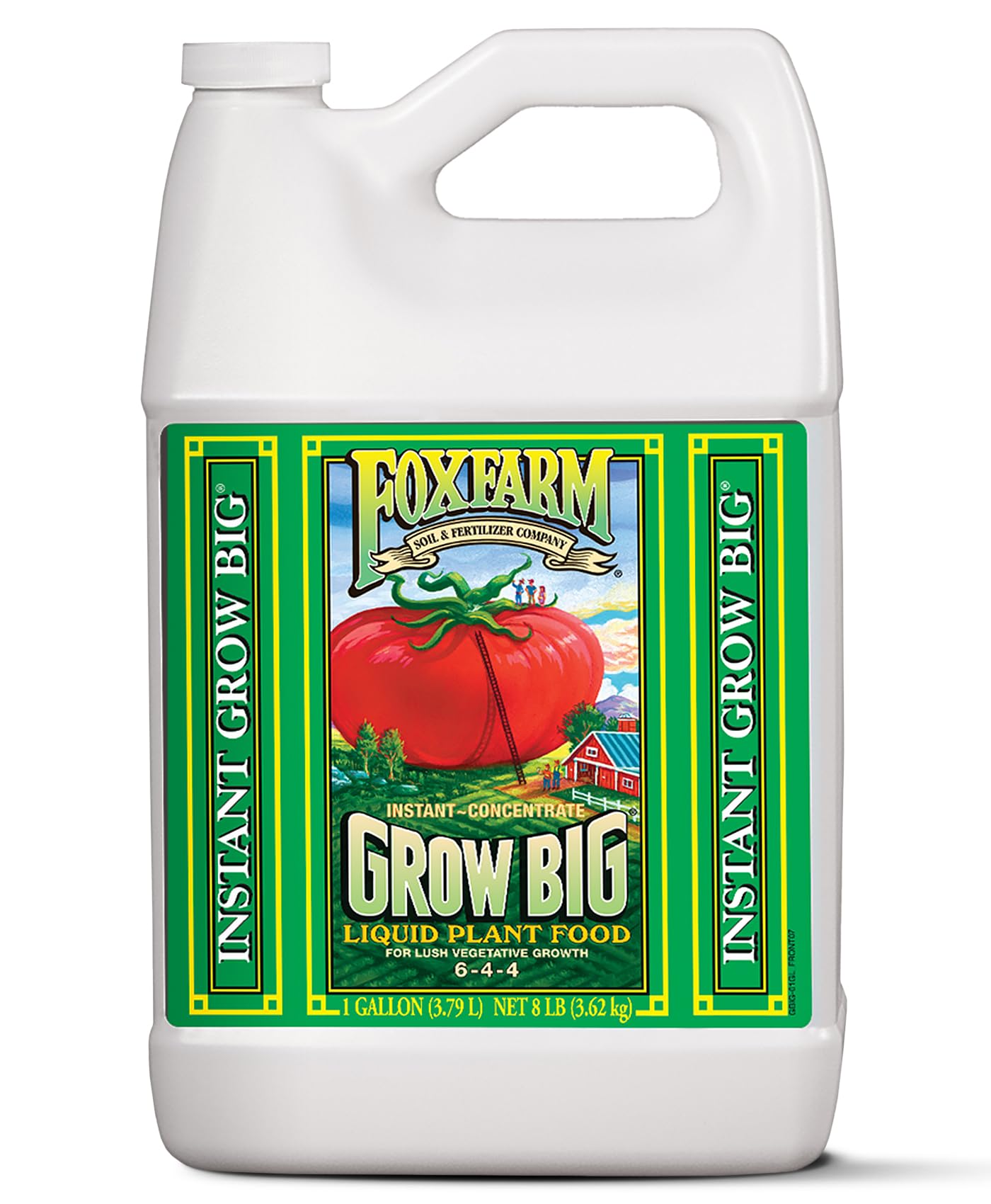 FoxFarm Grow Big bottle pour shows quick nutrient uptake for thriving foliage