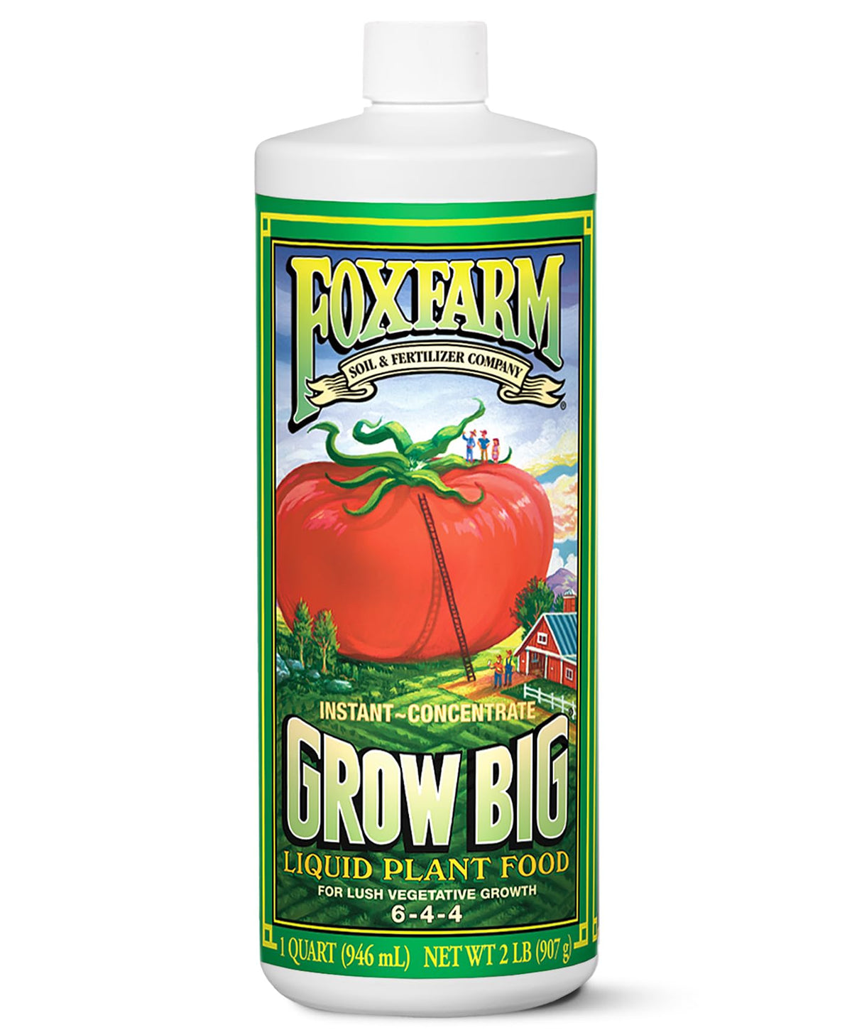 FoxFarm Grow Big liquid plant food bottle showing clear growth potential for vibrant plants