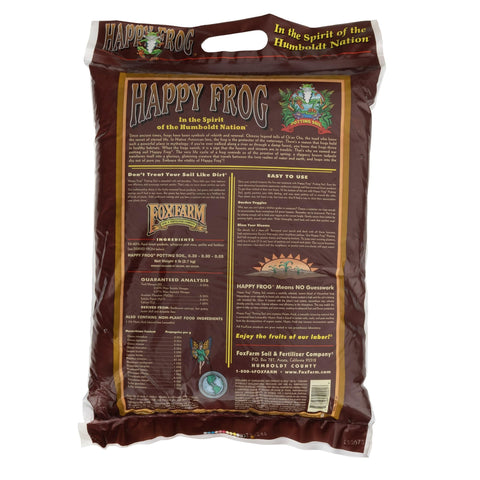 FoxFarm Happy Frog potting soil amended blend closeup shows nutrients for vigorous container plants