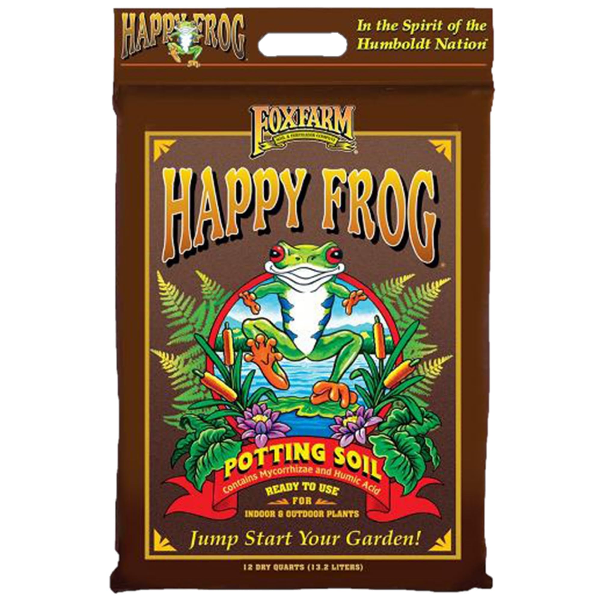 FoxFarm Happy Frog potting soil bag ready for indoor and outdoor containers promotes healthy root growth