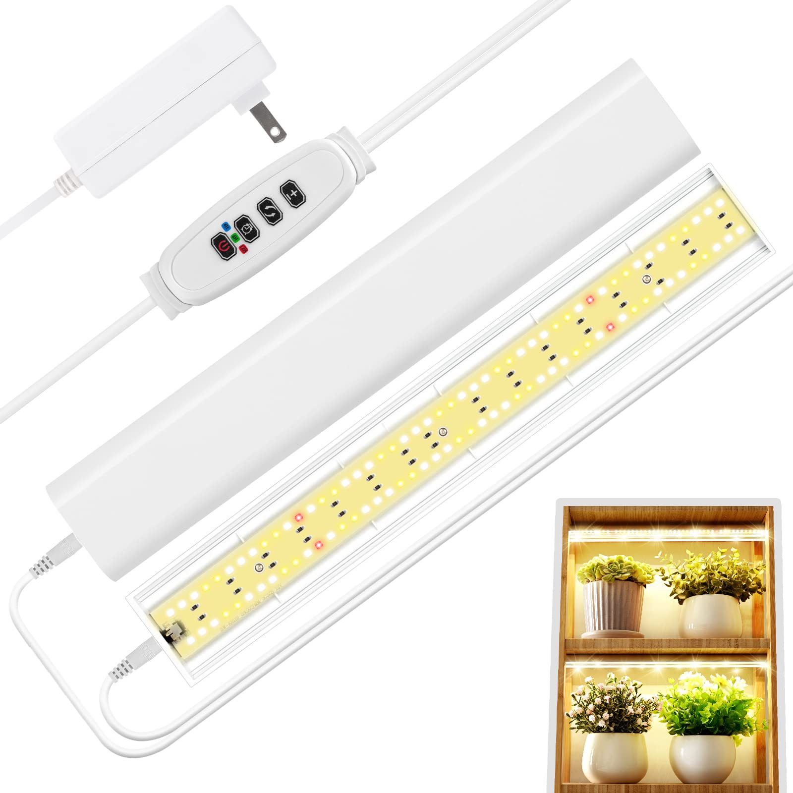FOXGARDEN Grow Light Strip over indoor plants in front view with lush growth.