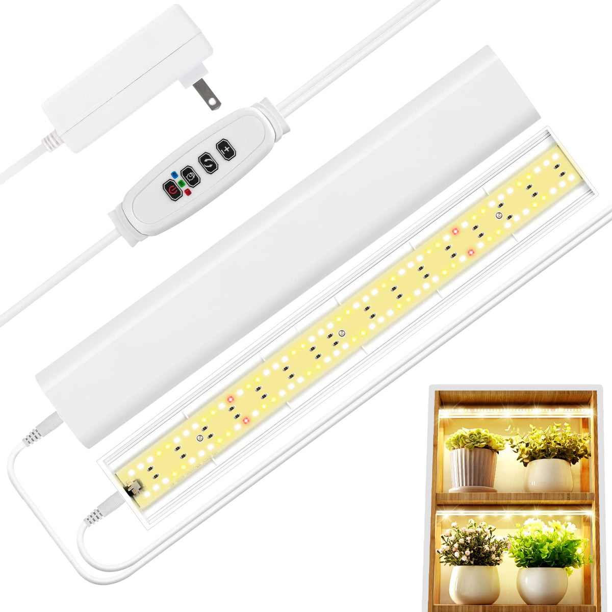 FOXGARDEN Grow Light Strip over indoor plants in front view with lush growth.
