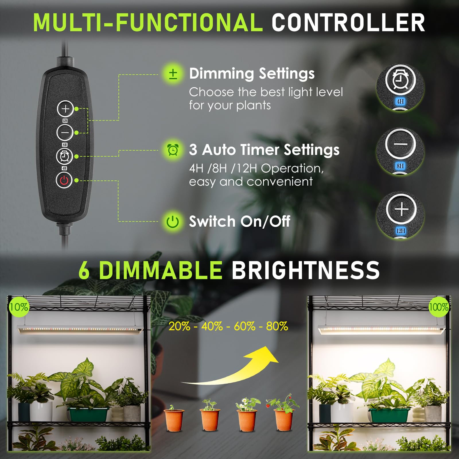 FOXGARDEN timer and dimmable controls for customized schedules