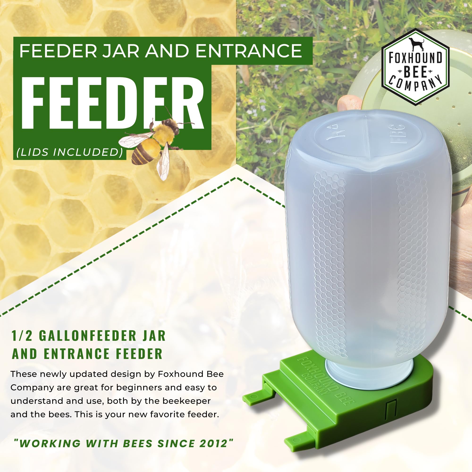 Foxhound entrance feeder with jar showing easy refills
