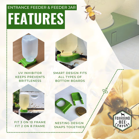 Plastic Foxhound entrance feeder lid and jar in-use for maintenance