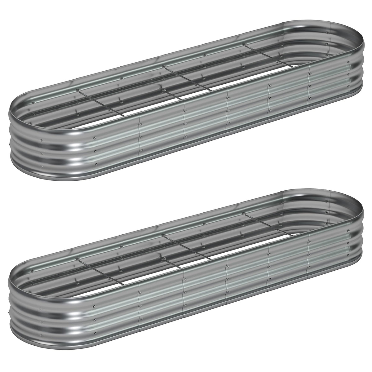 Foxlang 8x2x1ft oval raised garden bed, two-pack, ideal for vegetables.