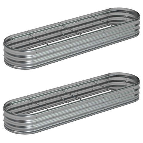 Foxlang 8x2x1ft oval raised garden bed, two-pack, ideal for vegetables.