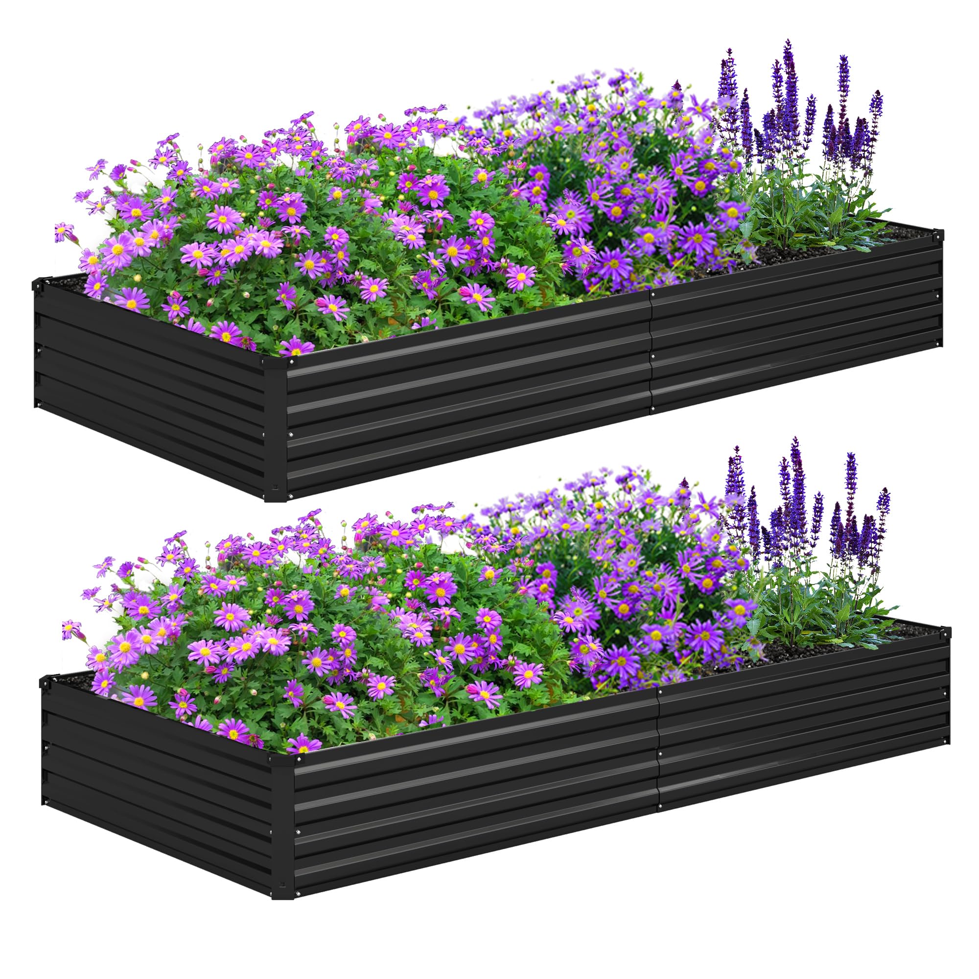 Foxlang 8x4x1ft raised garden bed outdoors, easy to assemble for vegetables.