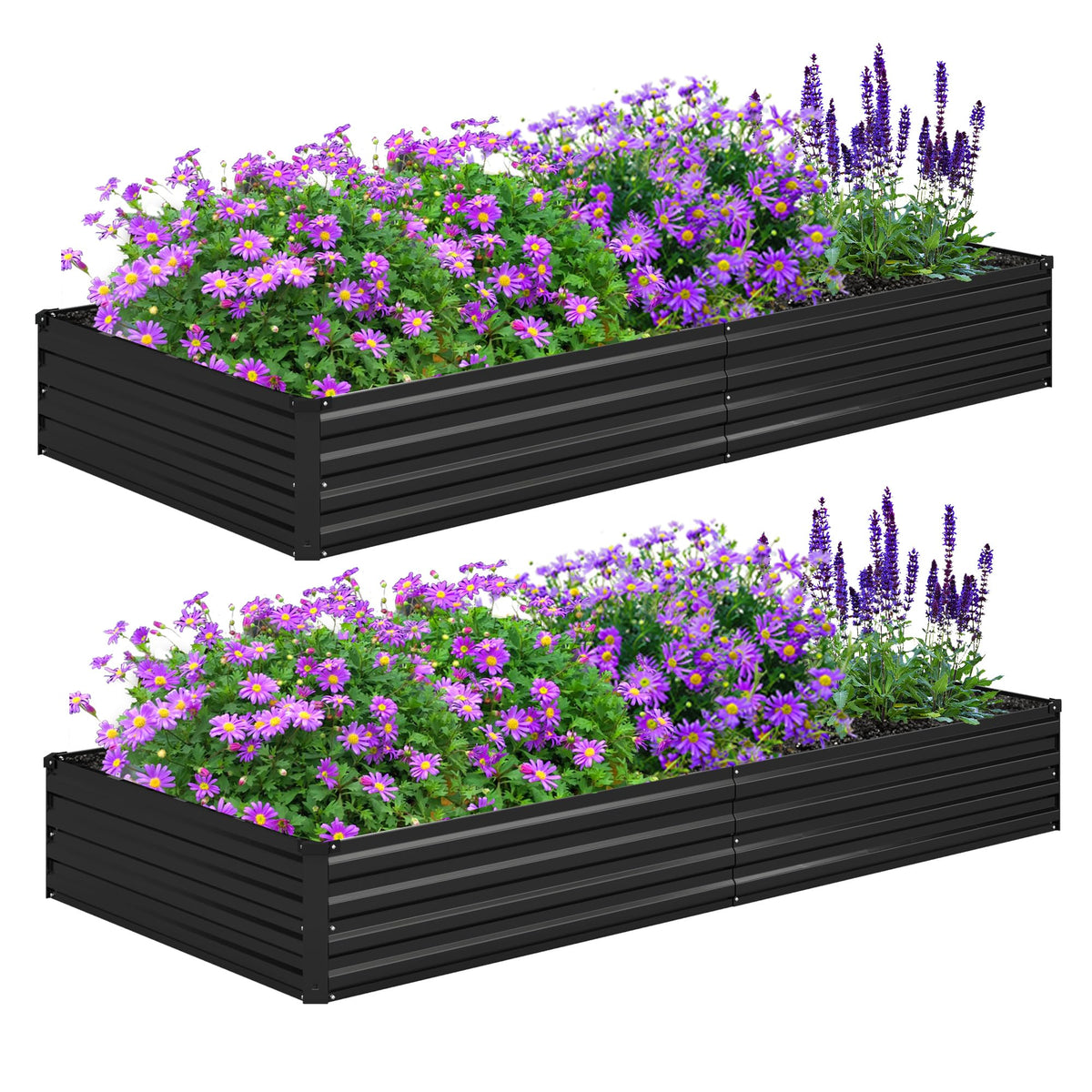 Foxlang 8x4x1ft raised garden bed outdoors, easy to assemble for vegetables.