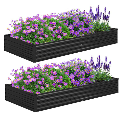 Foxlang 8x4x1ft raised garden bed outdoors, easy to assemble for vegetables.